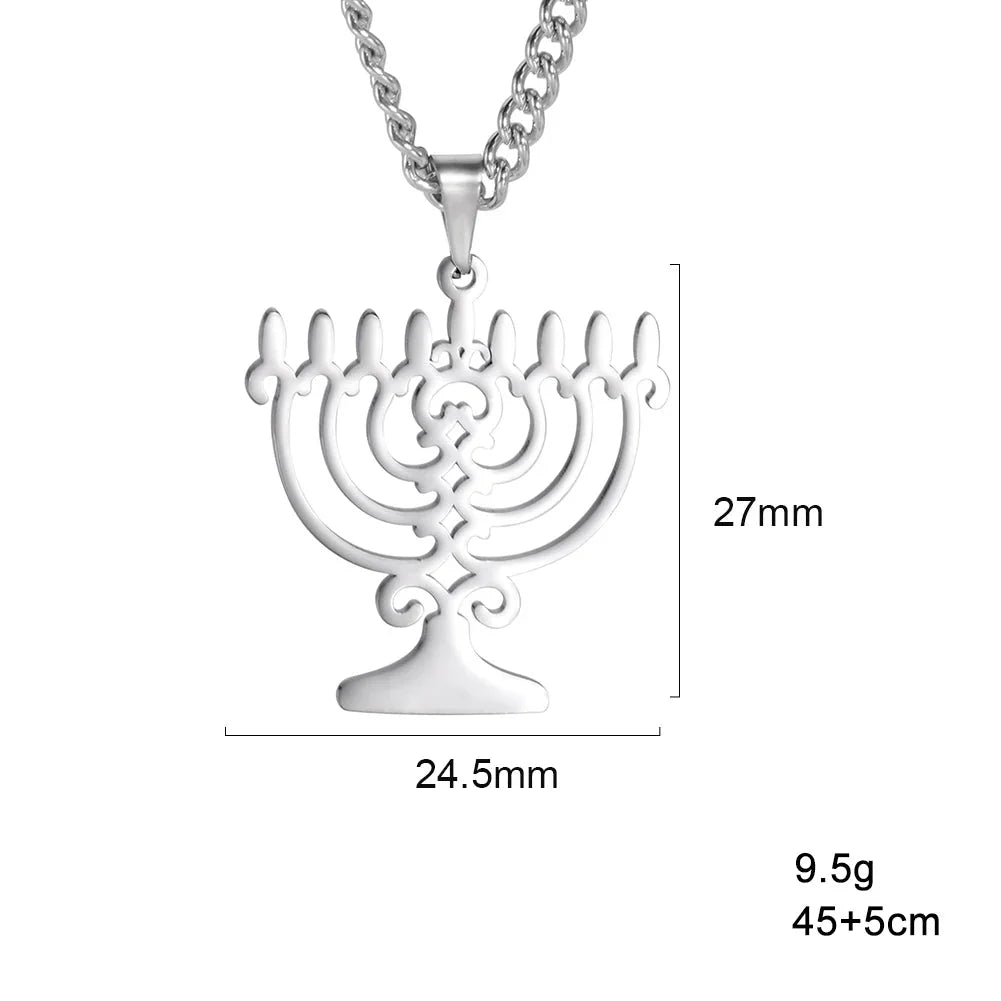 Ketting met symbolische Joodse Menorah hanger