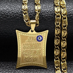Lange ketting met amulet hanger Ayatul Kursi Arabisch islamitisch moslim goud