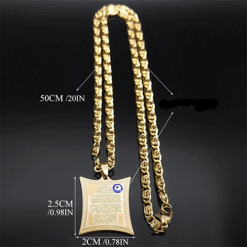 Lange ketting met amulet hanger Ayatul Kursi Arabisch islamitisch moslim