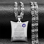 Lange ketting met amulet hanger Ayatul Kursi Arabisch islamitisch moslim zilver