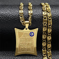 Lange ketting met amulet hanger Ayatul Kursi Arabisch islamitisch moslim goud
