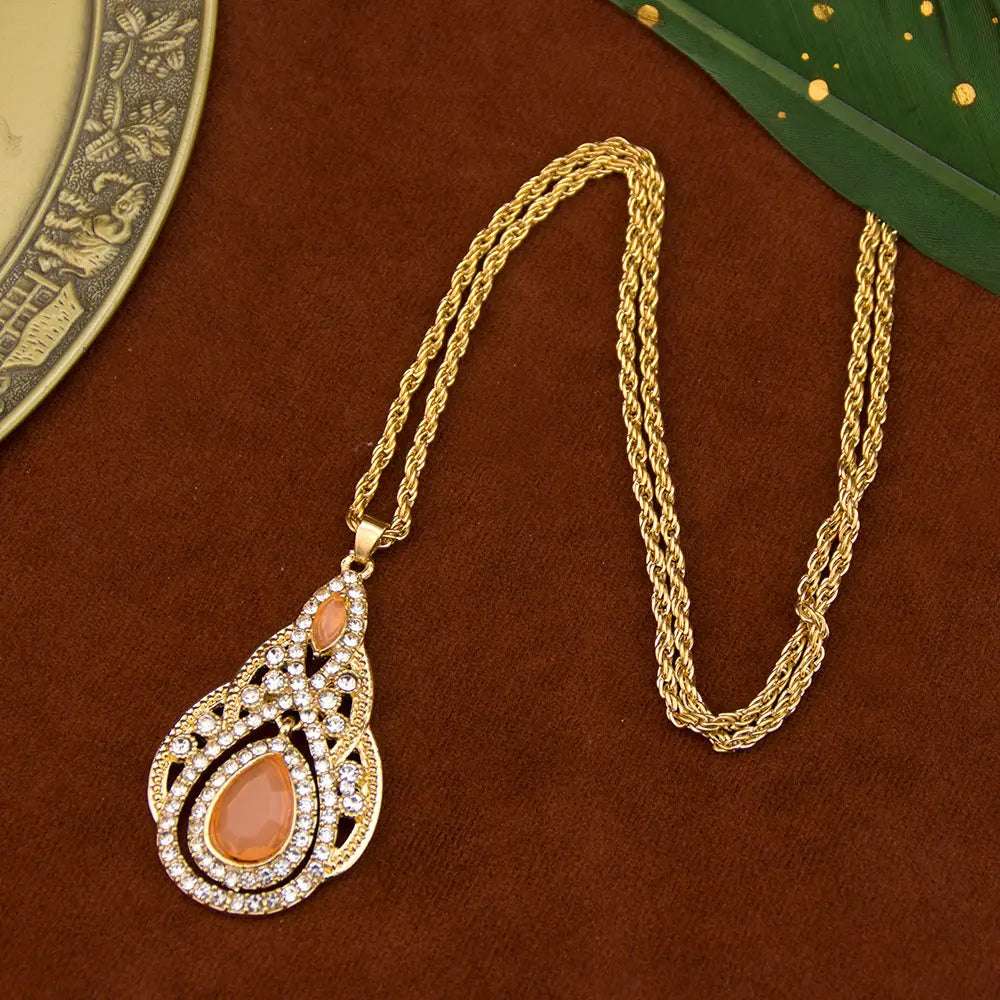 Ketting met traditionele hanger voor Arabische vrouw oranje