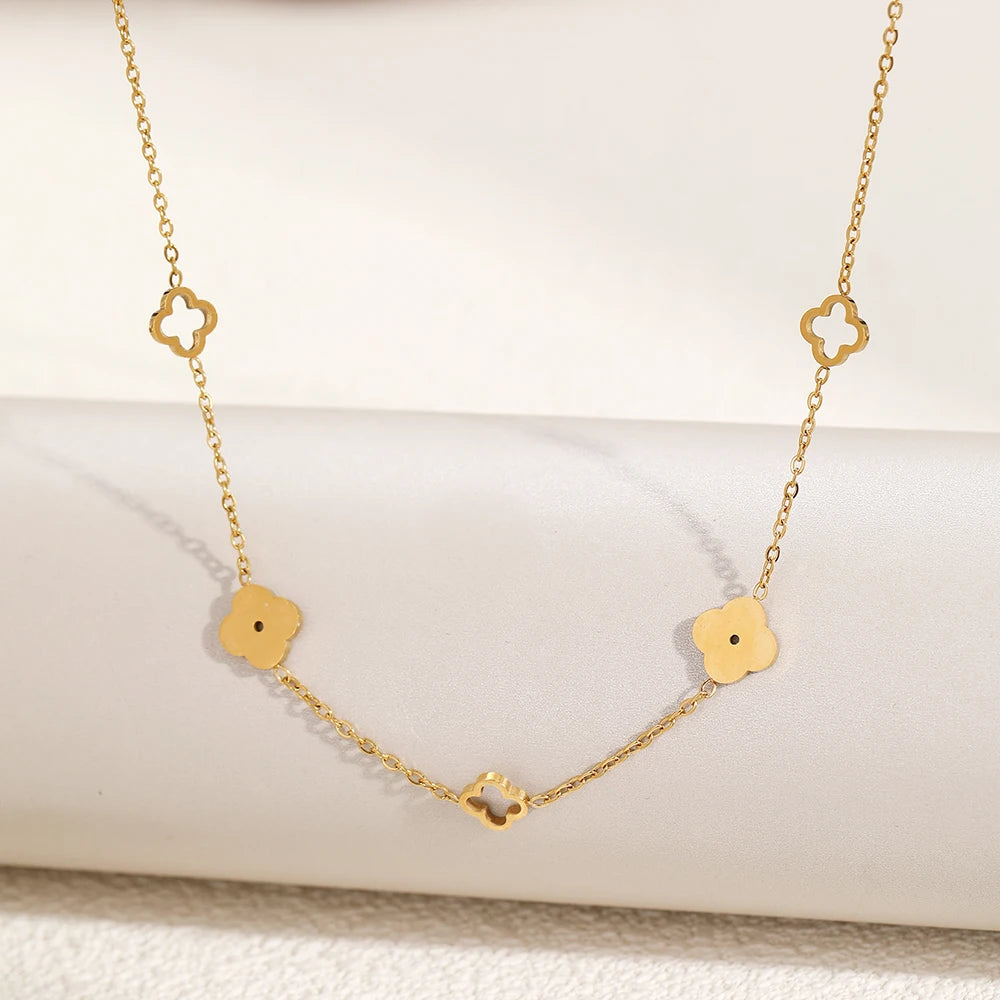 Collier avec Pendentif Trèfle à 4 Feuilles or