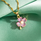 Ketting met gekleurd klavertjevier hanger 