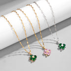 Collier avec Pendentif Trèfle à 4 Feuilles Coloré argent et or