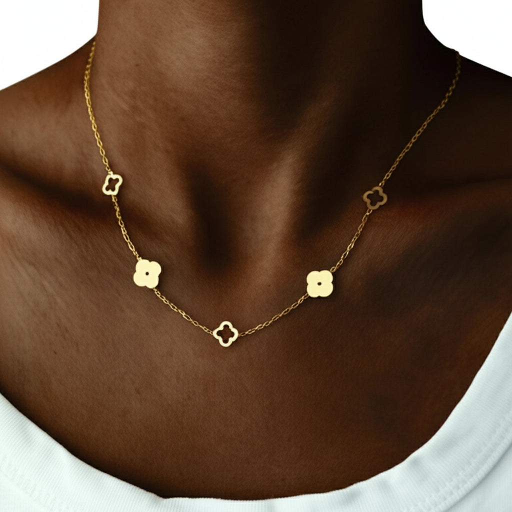 Collier avec Pendentif Trèfle à 4 Feuilles or