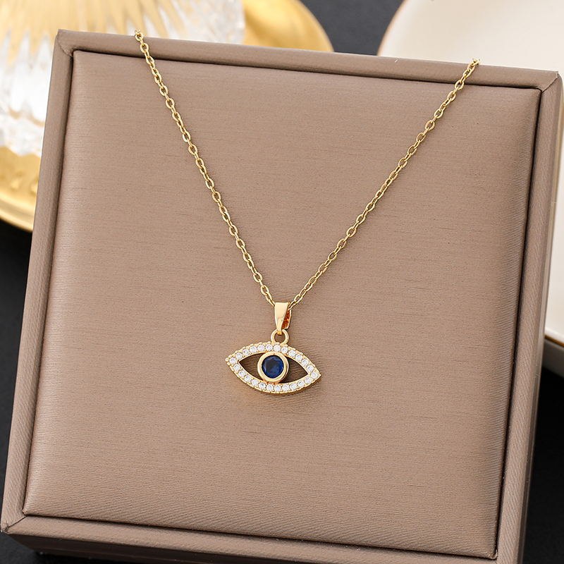 Turkse blauwe boze oog maan zirkoon hanger ketting 