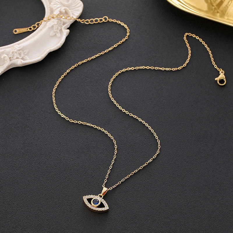 Turkse blauwe boze oog maan zirkoon hanger ketting 
