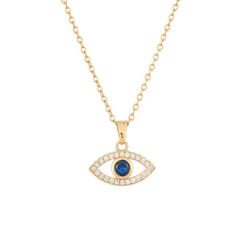 Turkse blauwe boze oog maan zirkoon hanger ketting 
