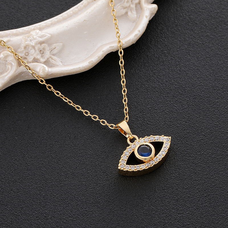 Turkse blauwe boze oog maan zirkoon hanger ketting 
