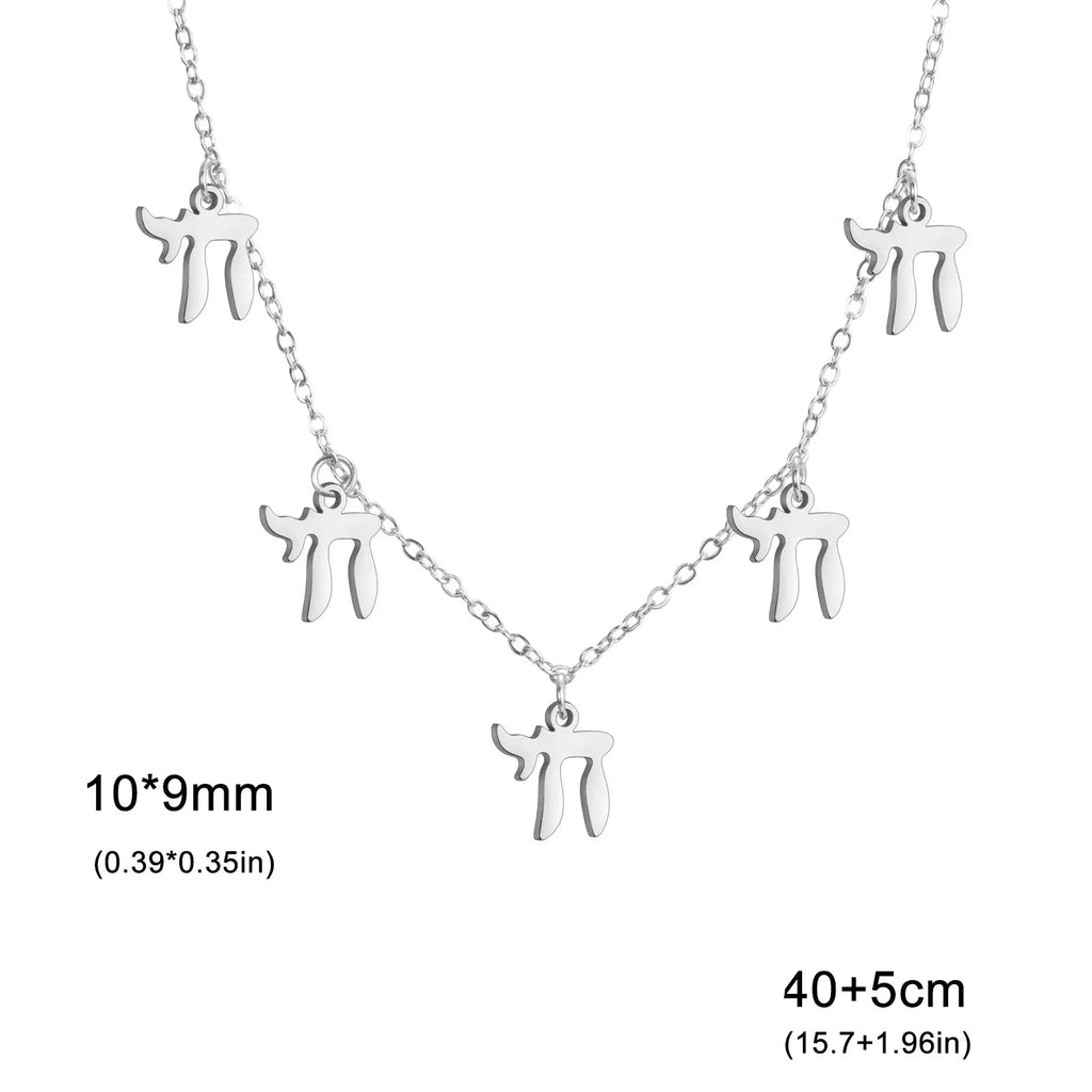 Ketting met hangers in Hebreeuwse letter Chai joods zilver