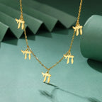 Ketting met hangers in Hebreeuwse letter Chai joods goud