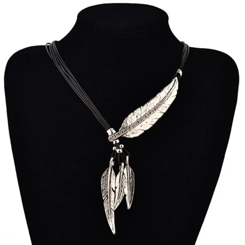 Collier avec Pendentif Plumes argent