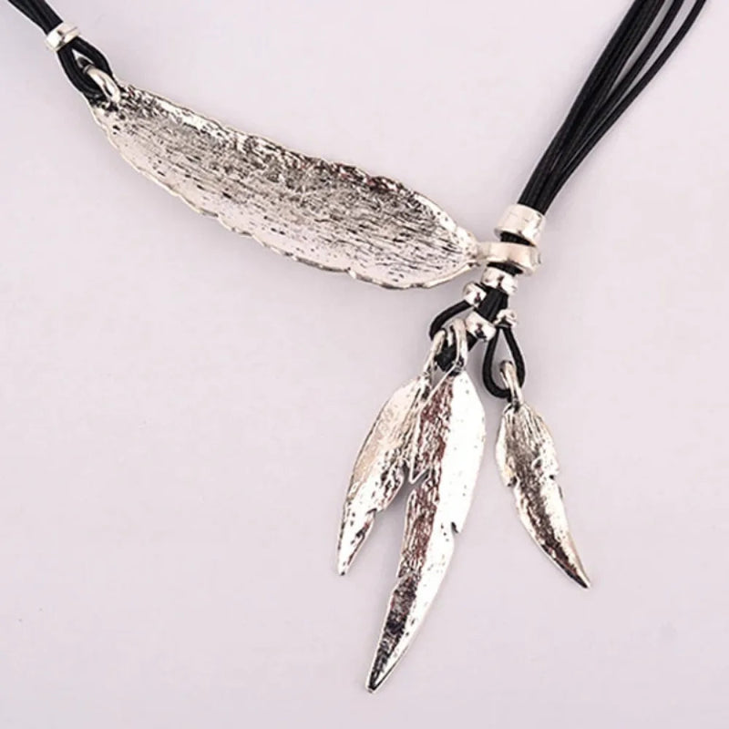 Collier avec Pendentif Plumes argent