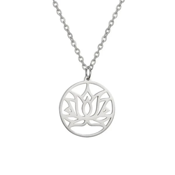 Collier Bouddhiste Fleur de Lotus argent