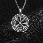 Kompas Ketting Vegvisir Zwarte Viking Hanger