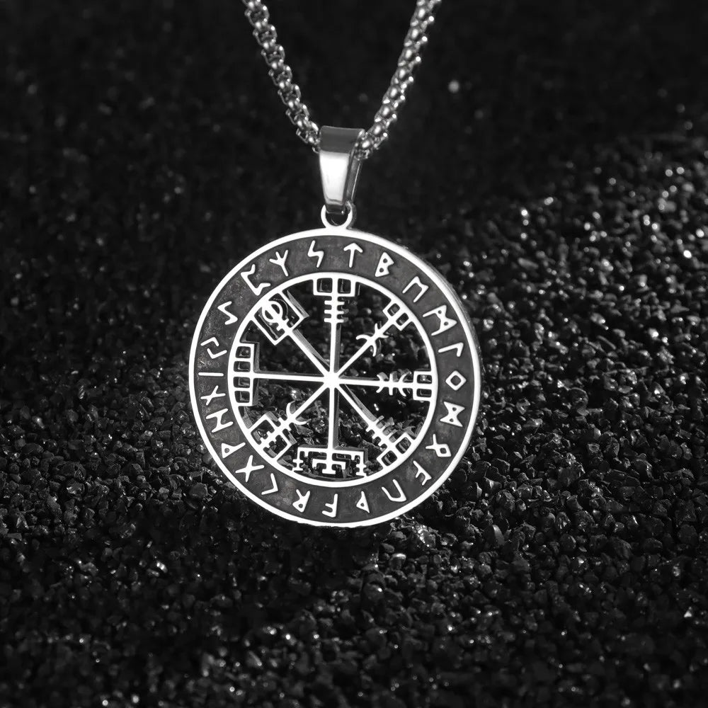Kompas Ketting Vegvisir Zwarte Viking Hanger