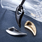 Koordketting met zwarte haaientand hanger