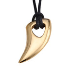 Koordketting met gouden haaientand hanger