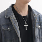 Collier croix du Notre Père avec pendentif pour homme