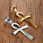 Collier Croix Egyptienne Pendentif argent or