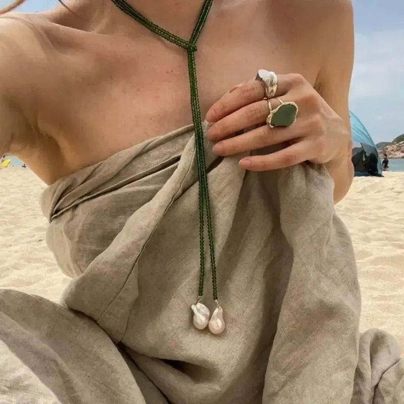 Collier de Charme avec Pendentif perles vert