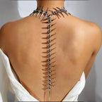 Rugketting met hanger skelet en doodskop zilver