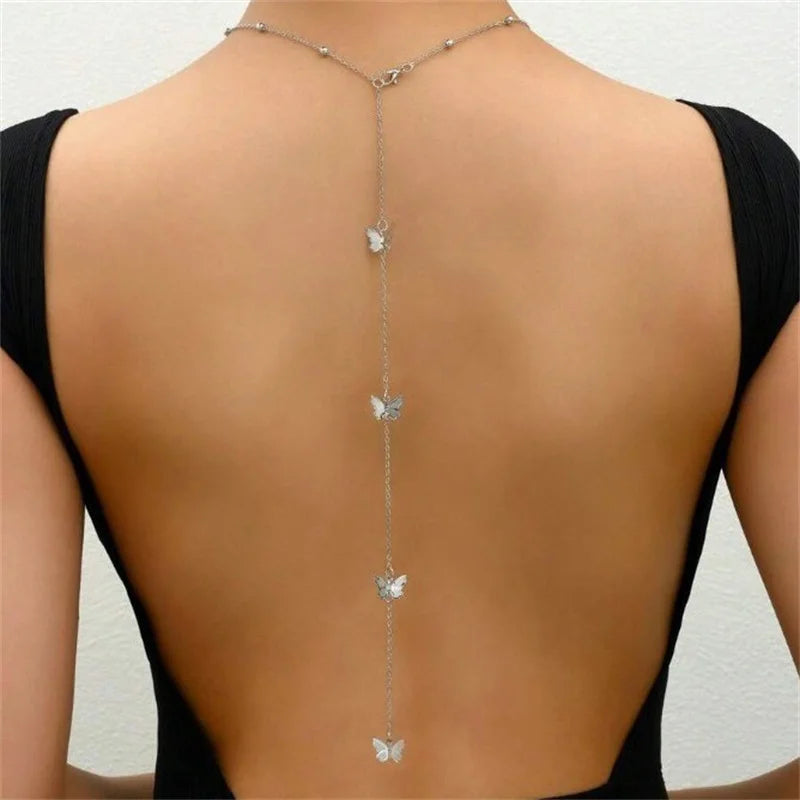 Vlinder rugketting - rugketting voor dames zilver