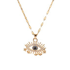 Beschermende halsketting met hanger met stralend blauw oog