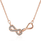 Collier Double Pendentif Infini et Zircon or rose