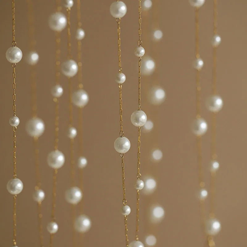 Dubbele rij ketting met parelhanger