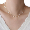 Dubbele rij ketting met parelhanger