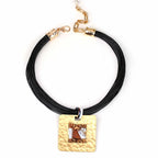 Collier en Cordes avec Pendentif Carré noir