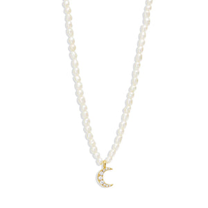 Collier en Perles Pendentif Lune