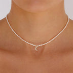 Collier en Perles Pendentif Lune