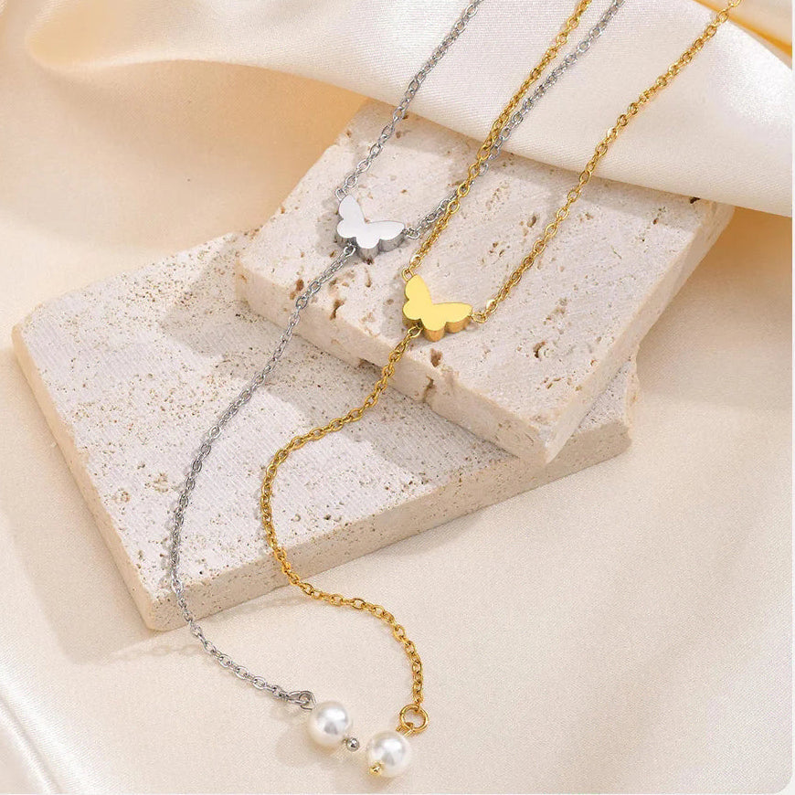 Y-ketting - vlinderdecolletéketting voor dames zilver