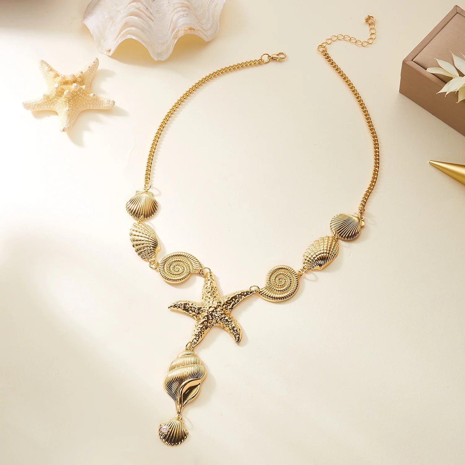 Y-ketting met schelp en zeester