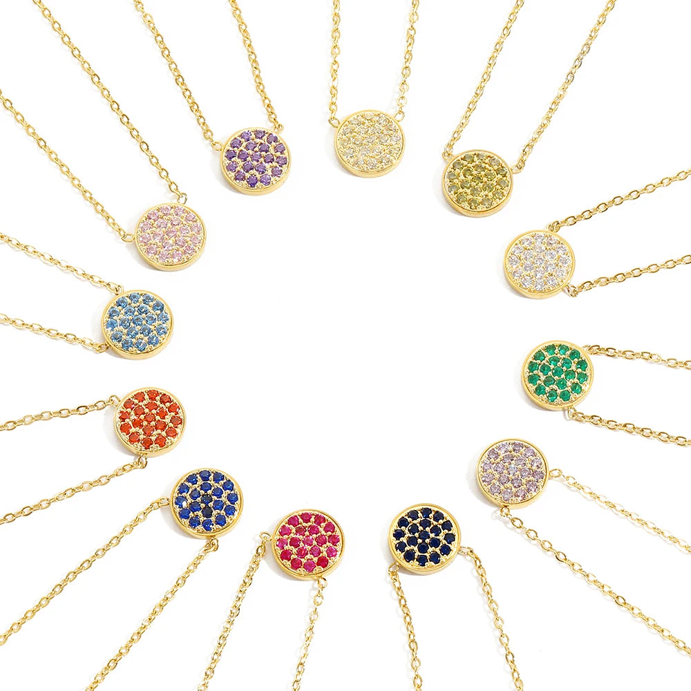 Halsketting en hanger met kleine ronde geboortesteen