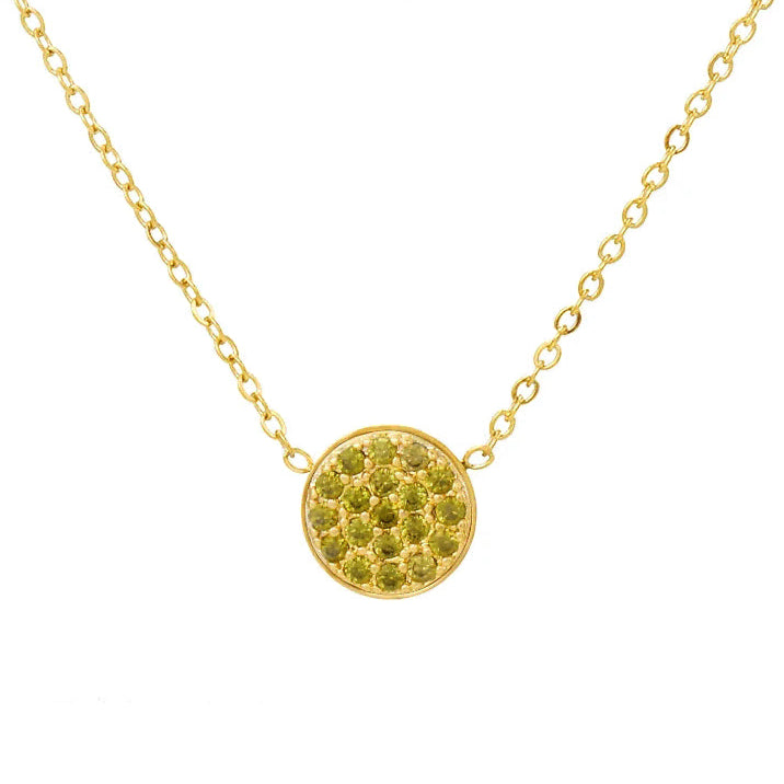 Halsketting en hanger met kleine ronde geboortesteen augustus