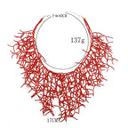 Ketting en borstplaat-hanger koraal rood en zwart
