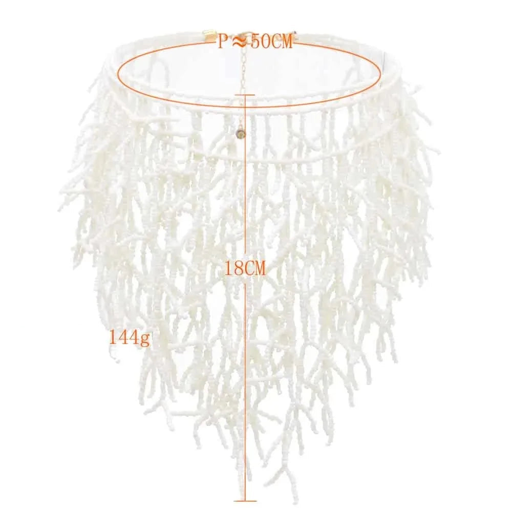 Ketting en borstplaat-hanger koraal wit