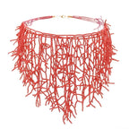 Ketting en borstplaat-hanger koraal rood