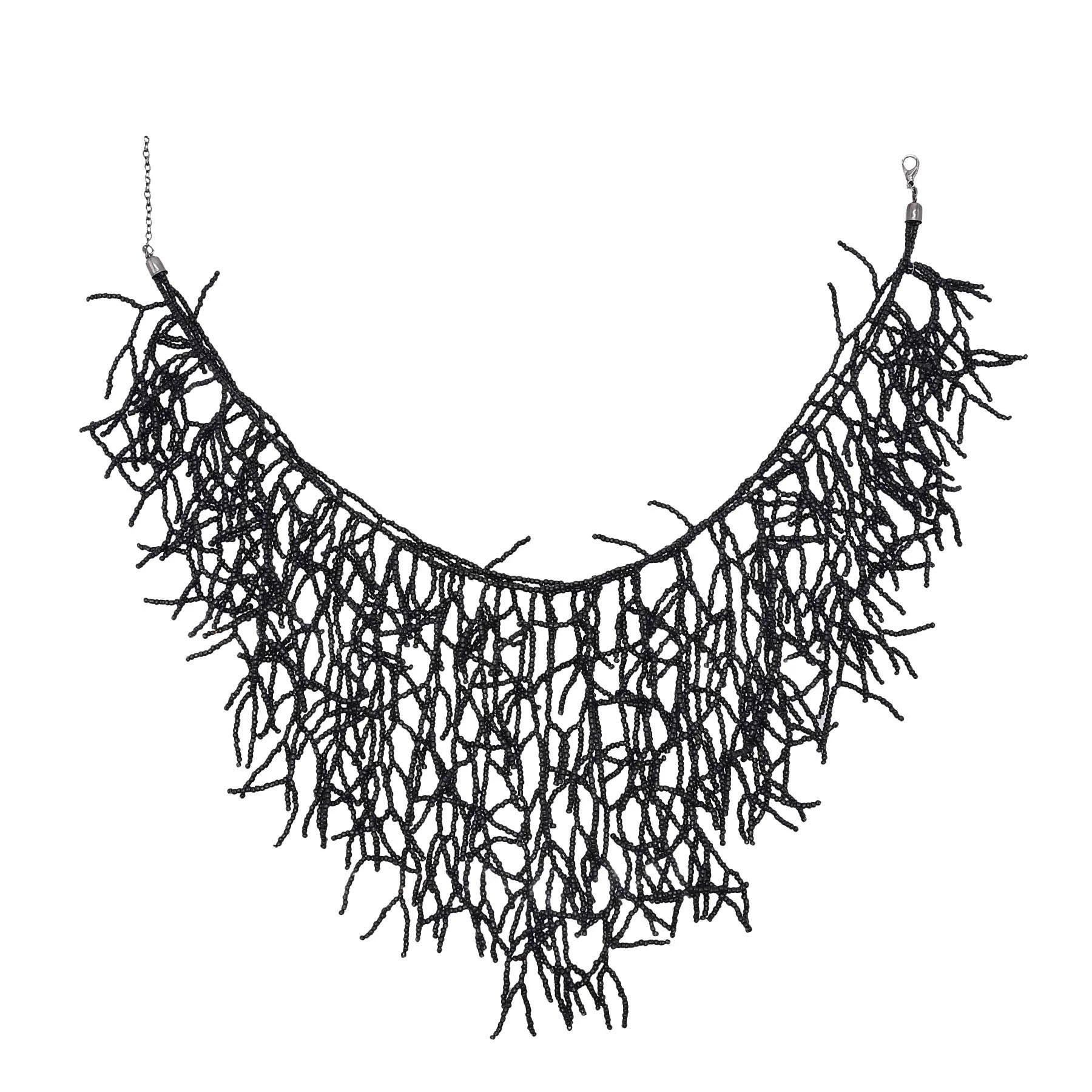 Ketting en borstplaat-hanger koraal zwart