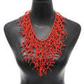 Ketting en borstplaat-hanger koraal rood