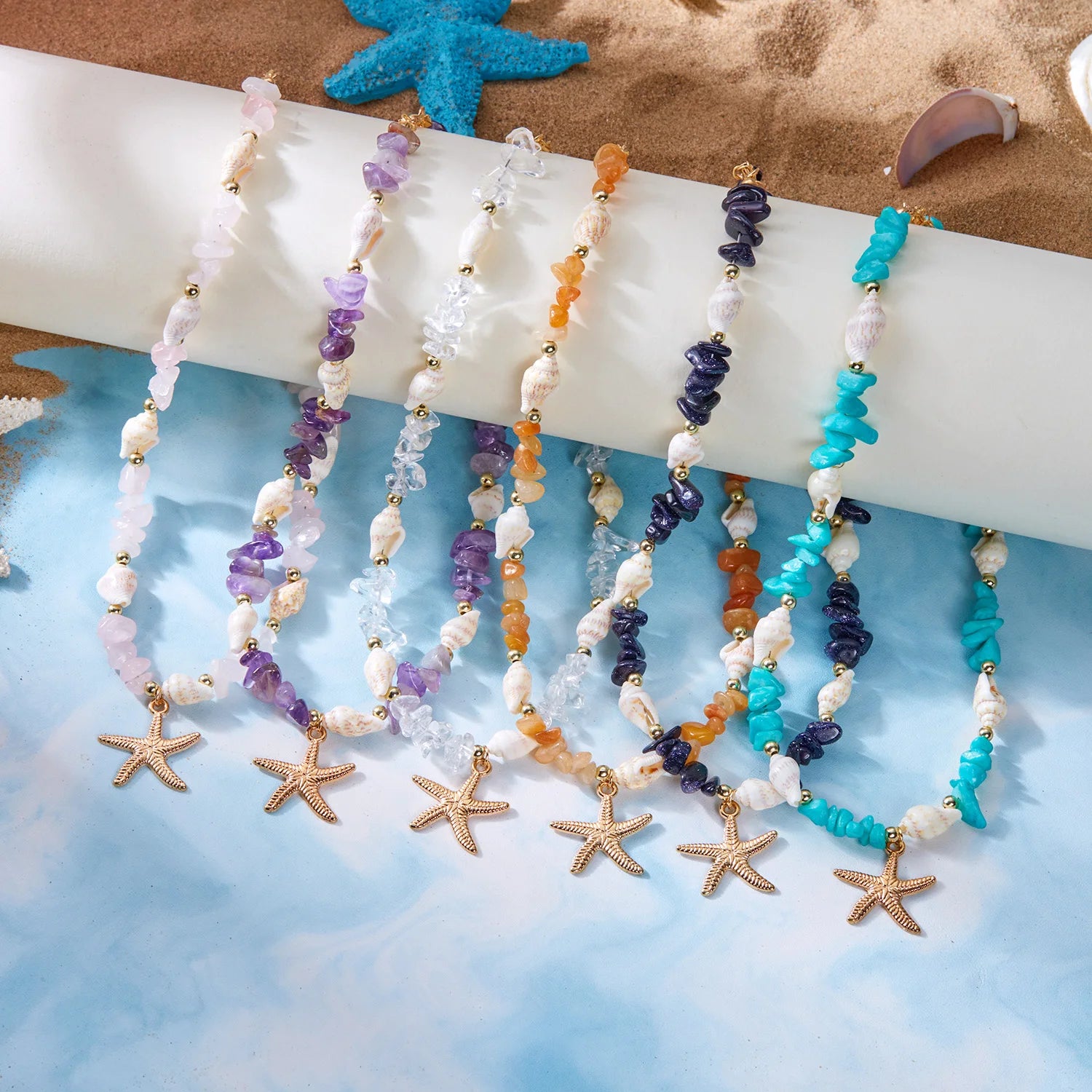 Halsketting en bijbehorende schelp-pendant voor dames violet
