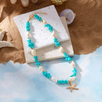 Halsketting en bijbehorende schelp-pendant voor dames turquoise