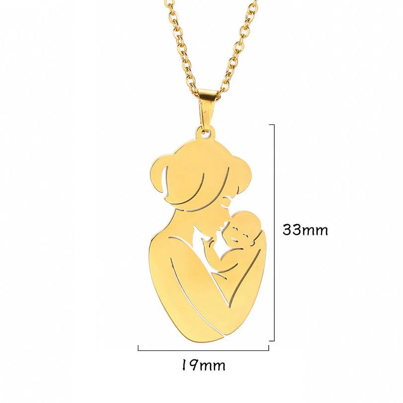 Ketting en zijn hanger "mama en haar baby"