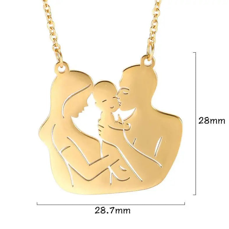 Ketting en bijbehorende hanger "Mama, papa en baby"