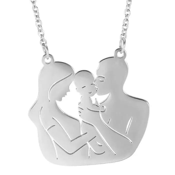 Ketting en bijbehorende hanger "Mama, papa en baby"
