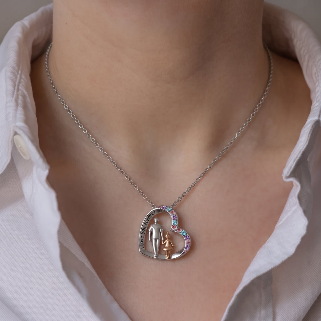 Ketting en zijn hanger "vader en dochter" 